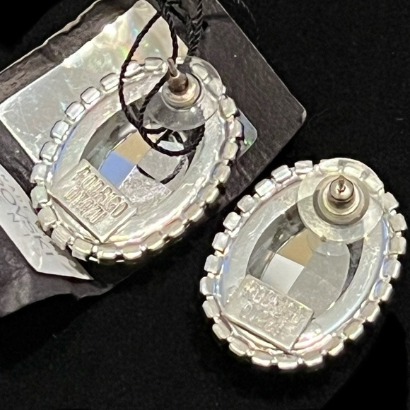 Rodrigo Otazu Aurora Borealis Swarovski Crystal Earrings, NWT, silver setting - Picture 5 of 6